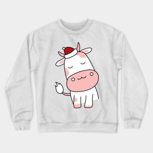 Cow Reindeer Hat Santa Christmas Lights Crewneck Sweatshirt